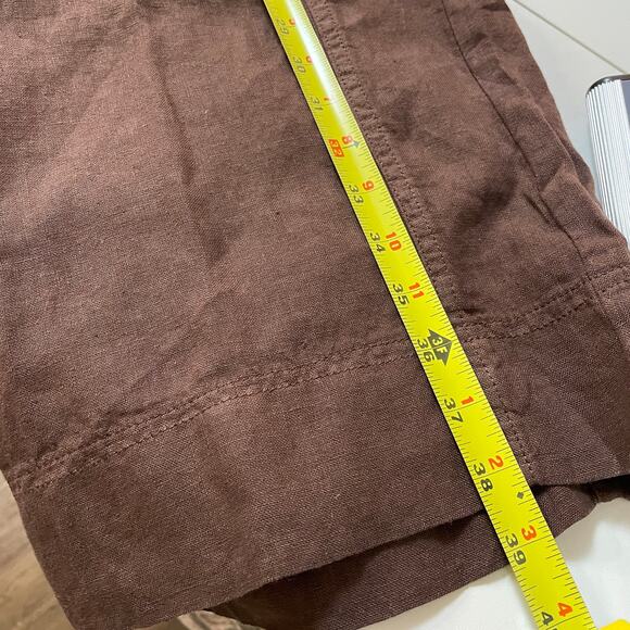 Poetry NWT Brown Straight Wide Leg 100% Linen Pull On Pants 6 - Picture 9 of 10